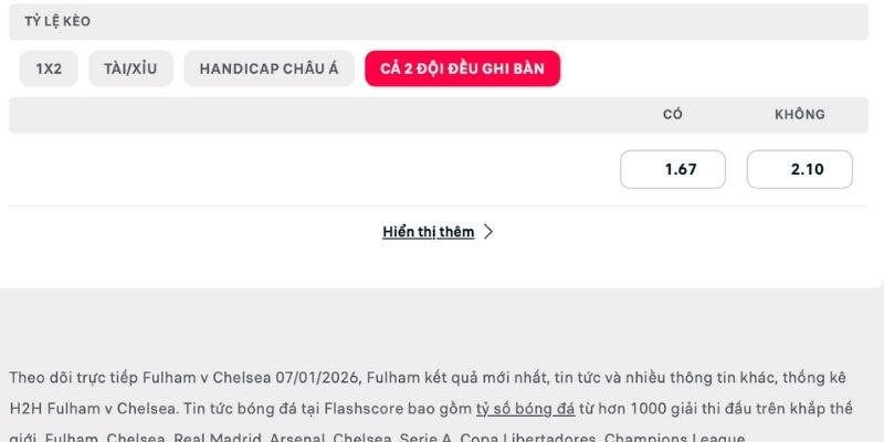 Kịch bản đôi bên cùng ghi bàn dễ xảy ra