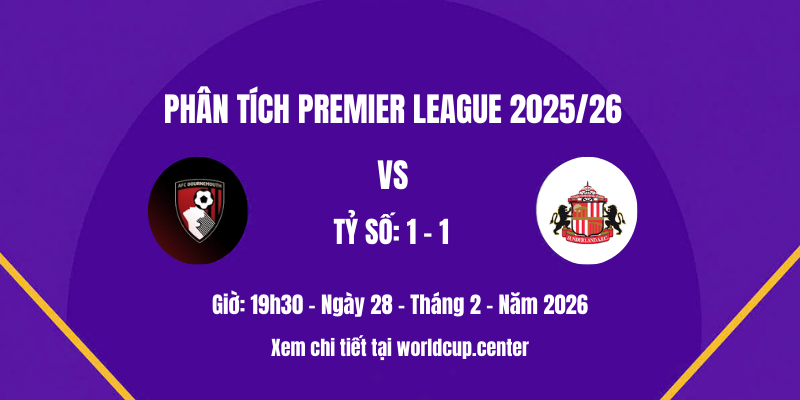 Phân tích Bournemouth vs Sunderland