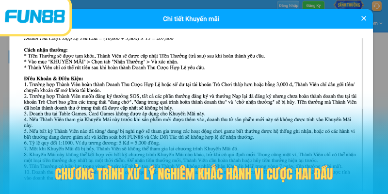 Chương trình xử lý nghiêm khắc hành vi cược hai đầu
