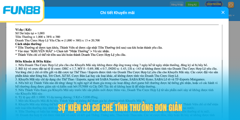 Sự kiện có cơ chế tính thưởng đơn giản