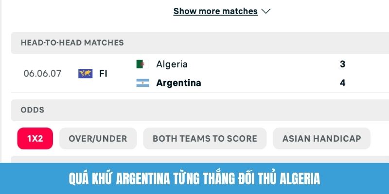 Quá khứ Argentina từng thắng đối thủ Algeria